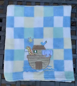Manta de felpa polar diseño Arca de Noé My Baby niños 30X40" azul blanco - Imagen 1 de 6