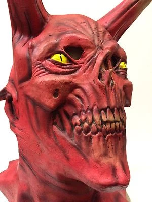 Evil Demon Devil Mask Halloween Horror Fancy Dress Costume Accessory Long Horn - Image 1 of 4