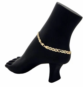BRACCIALE ALLA CAVIGLIA 5MM 10" MARINER CATENA A MAGLIA QUALITÀ 14K ITALIA PLACCATO ORO - Foto 1 di 5