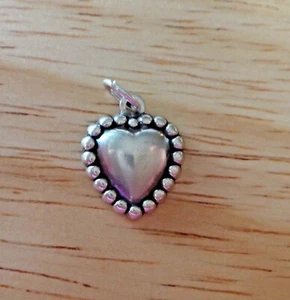 Dije de plata de ley 16x13 mm bonito corazón con bolas redondas cóncavo en la parte posterior - Imagen 1 de 3