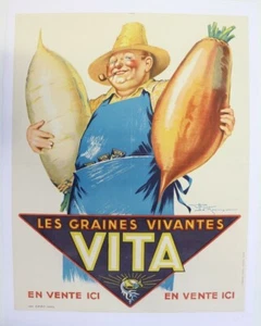 AFFICHE ANCIENNE GRAINE VITA Henry Le MONNIER bio jardin botanique potager - Bild 1 von 3