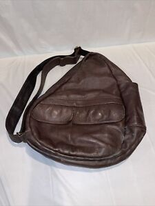 Ameribag Healthy Back Bag - Brown Pebbled Leather - Crossbody Sling Purse