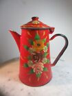 Canal Barge Ware Hand Painted Enamel  Hinged Coffee Pot Jug . 2pts