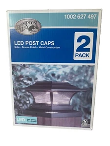 Hampton Bay Solar LED Post Caps 2 Pack 3000K Warm White Home Landscape Lighting - Picture 1 of 6
