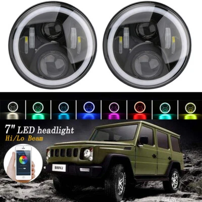7 Zoll Motorrad LED Haupt RGB Projektor Scheinwerfer für Harley Jeep Wrangler JK - Bild 1 von 4