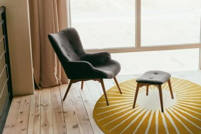 Sun Round Handmade Wool Rug Hand Tufted 100% Woolen Area Rug Carpet - Image 1 of 4