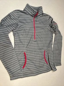 Maglione Columbia 1/2 Zip Donna Taglia S Manica Lunga Grigio Righe - Foto 1 di 13