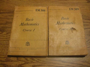 Vtg 1944 WWIl EM 308 & 309  War Dept. Education Manual Basic Mathematics 1 & 2 - Picture 1 of 6