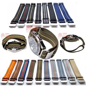 Marine Nationale Watch Strap Elastic One Piece NATO Style Band in 18mm 20mm 22mm - Picture 1 of 23