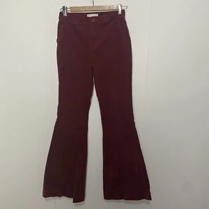 Anthropologie Women’s Maroon Flare Cotton Blend Pants Corduroy Size 0. - Picture 1 of 14