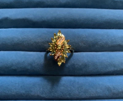 Arizona Peridot, White Zircon Elongated Ring - Size 7 & 8 (2.15 ctw.) - Image 1 of 4