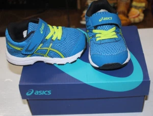 NEW IN BOX ASICS CONTENDER 6 SHOES TODDLER SIZE 4 BLUE/LIME FREE SHIPPING - Picture 1 of 3