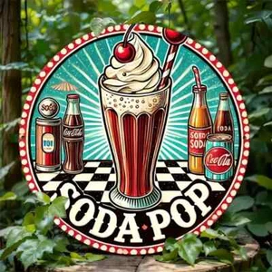 SODA POP FOUNTAIN COLA Rustic Metal Sign RETRO Garage Man Cave DINER CLASSIC 50S - Picture 1 of 2