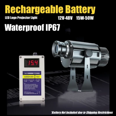 12V-48V LED-Logo-Projektionslicht Wiederaufladbare Batterie Anpassbar 15W-50W - Bild 1 von 4