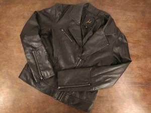 Womens Jack. Black Faux Pleather Motorcycle Jacket Size Medium 19" Chest - Picture 1 of 11