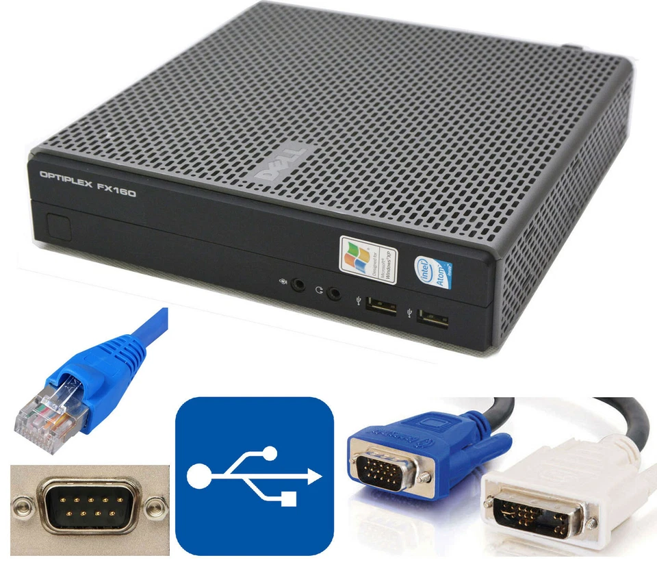 Minipc Dell FX160 80GB SATA Disco Duro 2GB RAM RS-232 VGA DVI Win XP Emb #O33 MM Foto 1 de 1