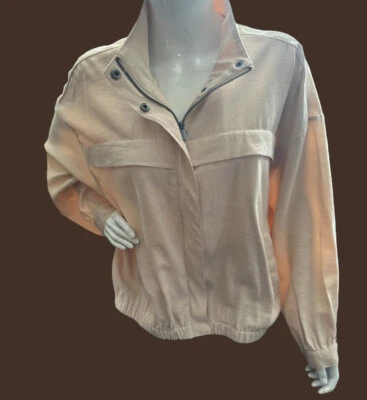 ⭐️Nine West Women’s Light  Beige Rayon Blend Lightweight  Bomber Jacket - Image 1 of 4