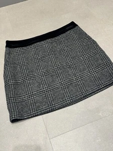 Jack Wills Tweed Black/grey Wool/velvet Mini Skirt Size UK 12 - Picture 1 of 15