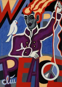JACQUELINE DITT - Mr. Mars and the Dove Gemälde Miniatur 2016 - Bild 1 von 2