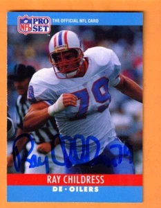 Ray Childress Houston Oilers AUTO Signed 1990 Pro Set Texas A&M Aggies - Picture 1 of 2