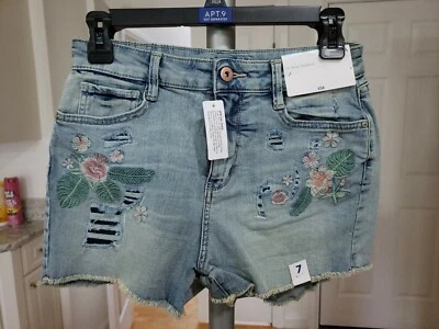 NUEVO Pantalones Cortos Juniors Arizona Jean Co Bordados Floral Jean Talla Junior 7 Foto 1 de 4