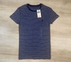 NWT Polo Ralph Lauren Women's White And Blue Striped Navy Blue Pony Tee