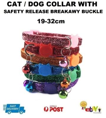 Glitter Collar Safety Release Breakaway Buckle Cat Dog Pet Kitten Harness Bell  - image 1 of 4