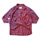 Abercrombie & Fitch Shirt Sz Small Twist Front Hi Low Hem Red Plaid Long Sleeve