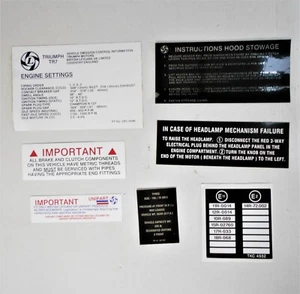 TRIUMPH TR7 ENGINE BAY LABEL SET(JPT872) - Picture 1 of 1
