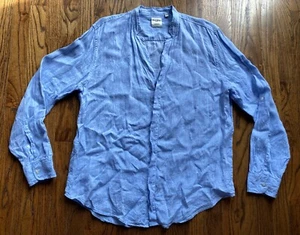 Baird McNutt Murano Hemd Herren Large 100% Leinen Blau Langarm Knopfleiste - Bild 1 von 11