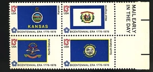 US Stamps. 1979 Bicentennial Kansas State Flags. Block. MNH - Picture 1 of 1
