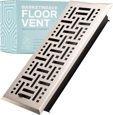 HOME INTUITION Basketweave Floor Vent Cover Floor Register with Mesh Cover Trap Heat and Air