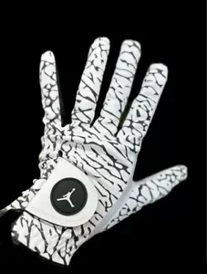 Air Jordan Golf Glove Cabretta Leather White and Black Elephant Print - Picture 1 of 6