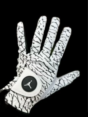Air Jordan Golf Glove Cabretta Leather White and Black Elephant Print - Image 1 of 4