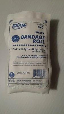 Dukal # 640 Sterile Cotton Gauze Bandages 3.4" x 3.1 yards. 2 Count - Image 1 of 3
