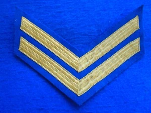 BRITISH MILITARY CORPORALS GOLD BRAID STRIPES ON ROYAL BLUE, CHEVRONS - Picture 1 of 3