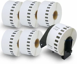 6 etiquetas de dirección blancas continuas compatibles Brother DK-22225 38 mm x 30,48 m - Imagen 1 de 14