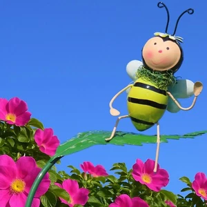 Regenmesser Niederschlagsmesser Gartenstecker Pluviometer Gartendeko gelbe Biene - Bild 1 von 6