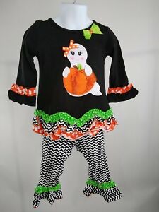Rare Editions Girls Halloween Outfit 2 Pieces Shirt & Pants Size 2T (417)