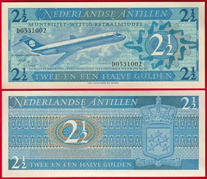 Netherlands Antilles 2 1/2 gulden 1970 P-21 "Airplane" UNC - Picture 1 of 1