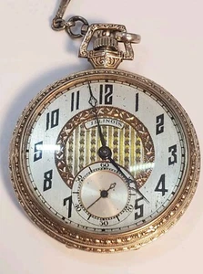 1923 ILLINOIS 12s 19j GRADE 406 DOUBLE ROLLER POCKET WATCH W/ CHAIN AND KNIFE - Picture 1 of 7