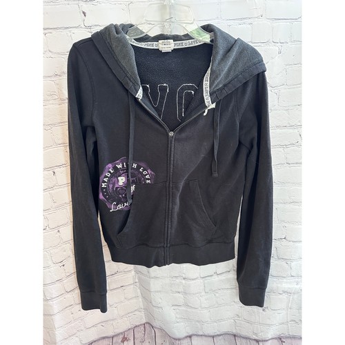 UNDERCOVER Felpa con cappuccio e zip intera ROSA Victoria's Secret tasche nera viola M