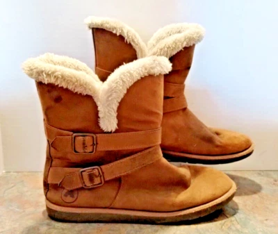 女式 Airwalk 靴子尺寸 USA 11 棕色麂皮绒人造毛皮衬里靴子鞋 — 第 1/4 张图片