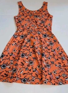 Vestido sin mangas Sm H&m Dividido 6 naranja floral corto bonita falda calce y acampanado para mujer - Imagen 1 de 5