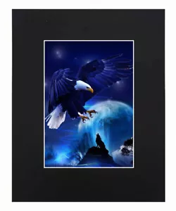 American Bald Eagle and Gray Wolf Art Print Poster Decor Picture Display Matted - Picture 1 of 4