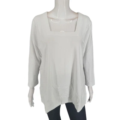 Camiseta Susan Graver Fin de Semana Moderna Cuello Cuadrado Talla X Blanca Todos los Días Foto 1 de 4