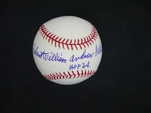 "BOB" ROBERT WILLIAM ANDREW FELLER - FULL NAME SIGNED OMLB BASEBALL - PSA COA - Picture 1 of 7