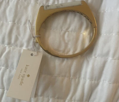 NWT Kate Spade White Marble Building Blocks Gold Tone Bangle Bracelet Hinge - Image 1 of 4