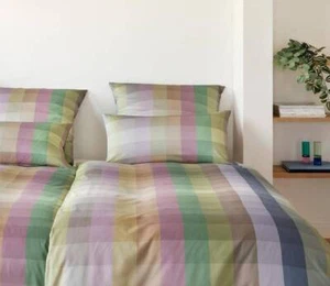 Elegante ropa de cama Jersey Check Out amarillo claro 135 x 200 cm - Imagen 1 de 2