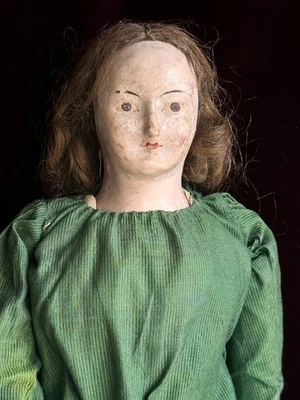 Антикварный французский (?) Кукла 26 дюймов голова папье-маше кожаное тело - Изображение 1 из 4